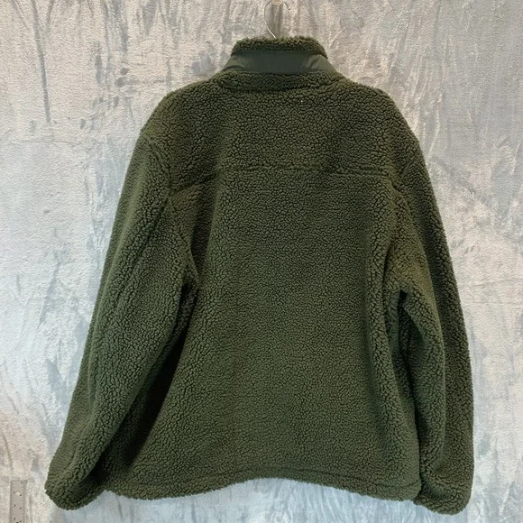 Bass Outdoor Men's Sherpa Jacket XXL Green Full Zip Insulated Fleece Pockets - Picture 2 of 10